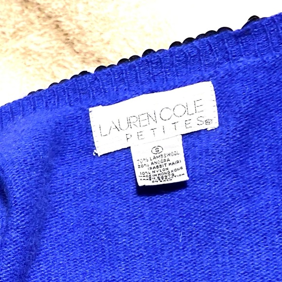 Lauren Cole petite lamb wool angora Cardigan Sweater long sleeves embellished - Picture 7 of 13